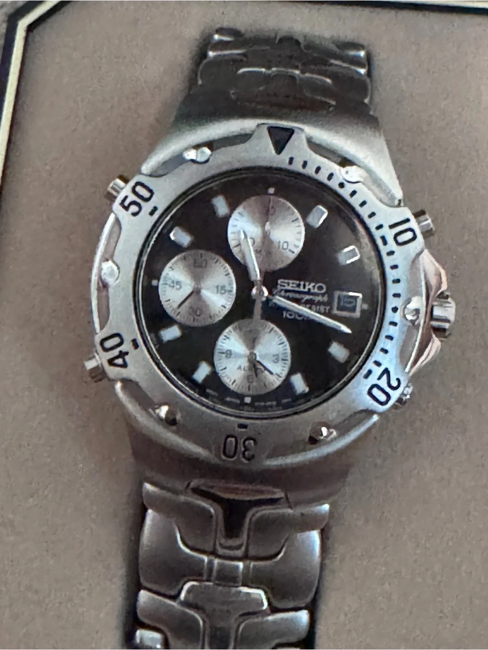 Vintage 90’s Seiko 7T62-0CR0 [A0] Chronograph Men’s Wrist Watch Stainless Steel